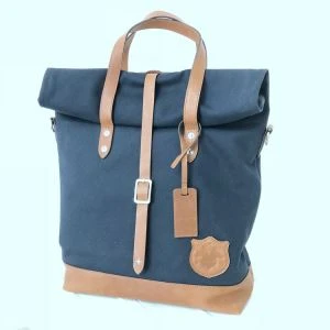 Bag ysgwydd lledr cynfas