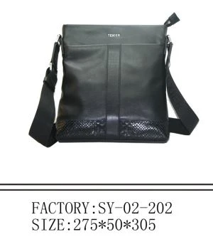 Dynion bag lledr gyda zipper ykk